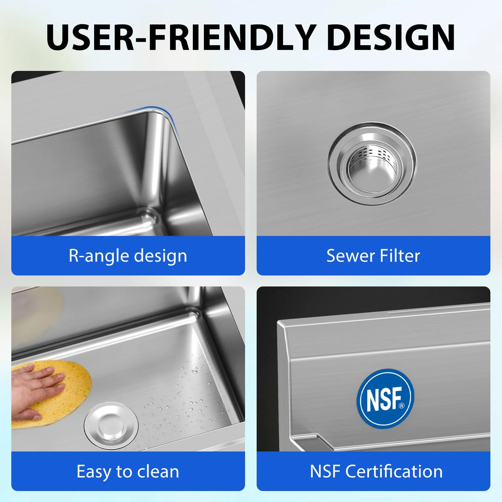 OYang Freestanding Double Bowl Laundry Sink ,Stainless Steel Sinkwith Hot & Cold Hoses,  Outdoor Camping Utility Sink for Garage