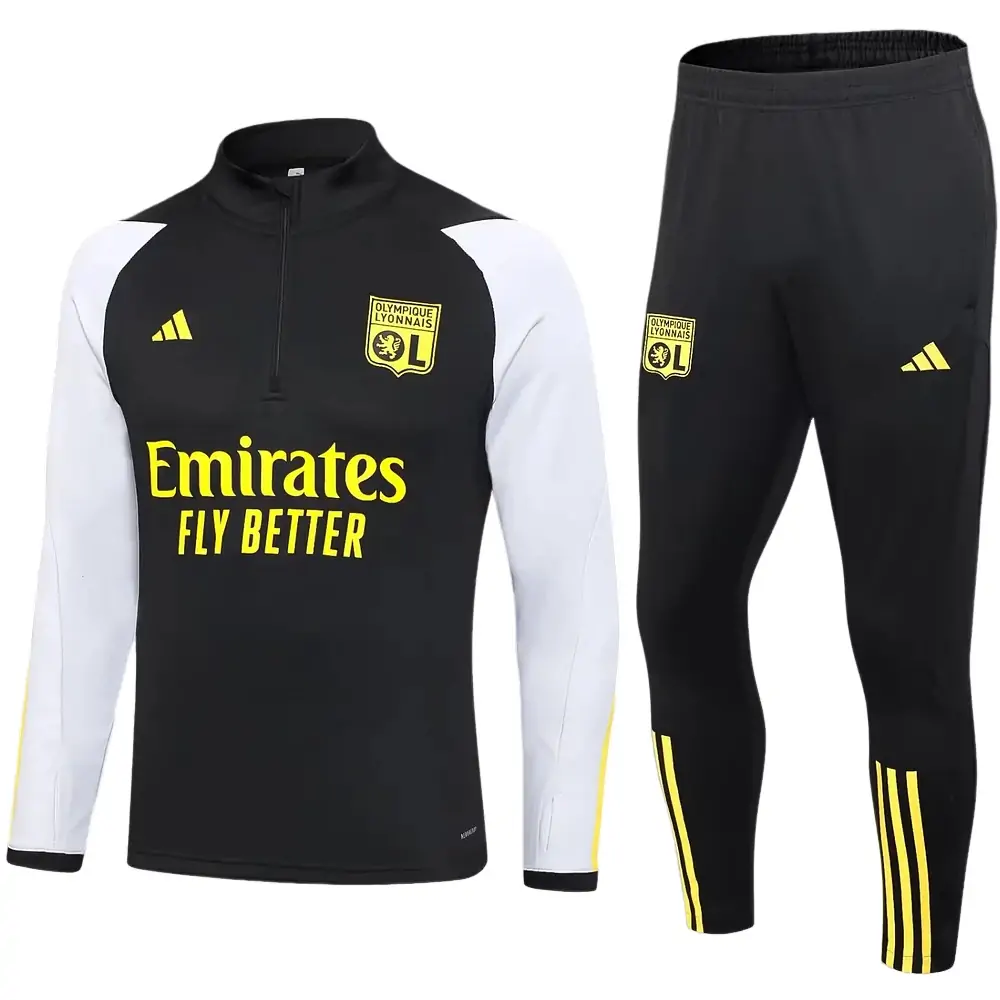 2023/2024 Lyon Half-La Training Wear Black Football Shirt Set