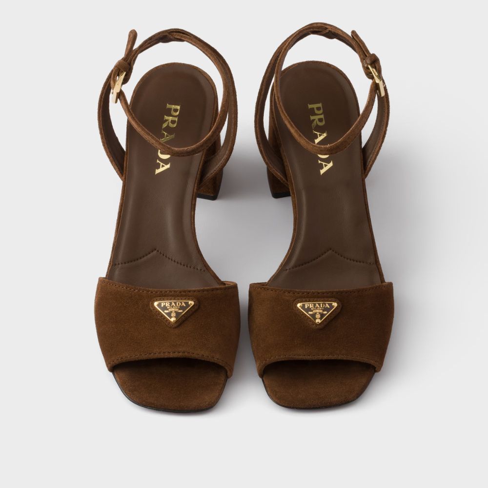 Prada Suede Sandals Cocoa Brown 65 mm