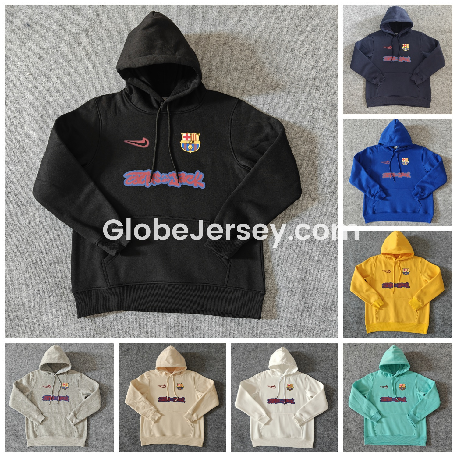 Barcelona x Travis Scott Team Logo On Both Sides Unisex Pullover Hoodie