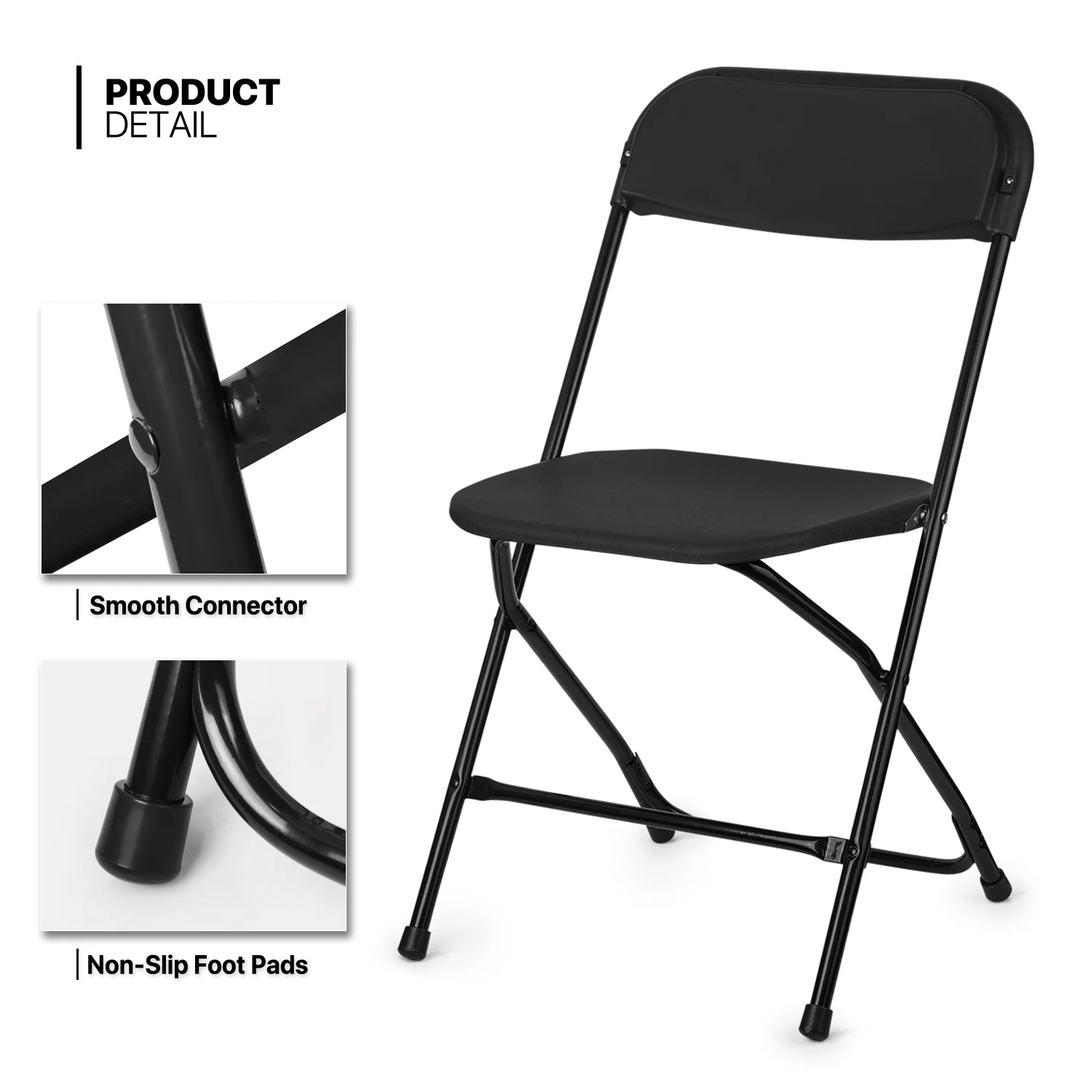 Magshion 11 Pieces 6 Ft Plastic Foldable Card Table and Chair Set�?Portable Folding Table with Handle Picnic Desk and Folding Chairs with Backrest, Black