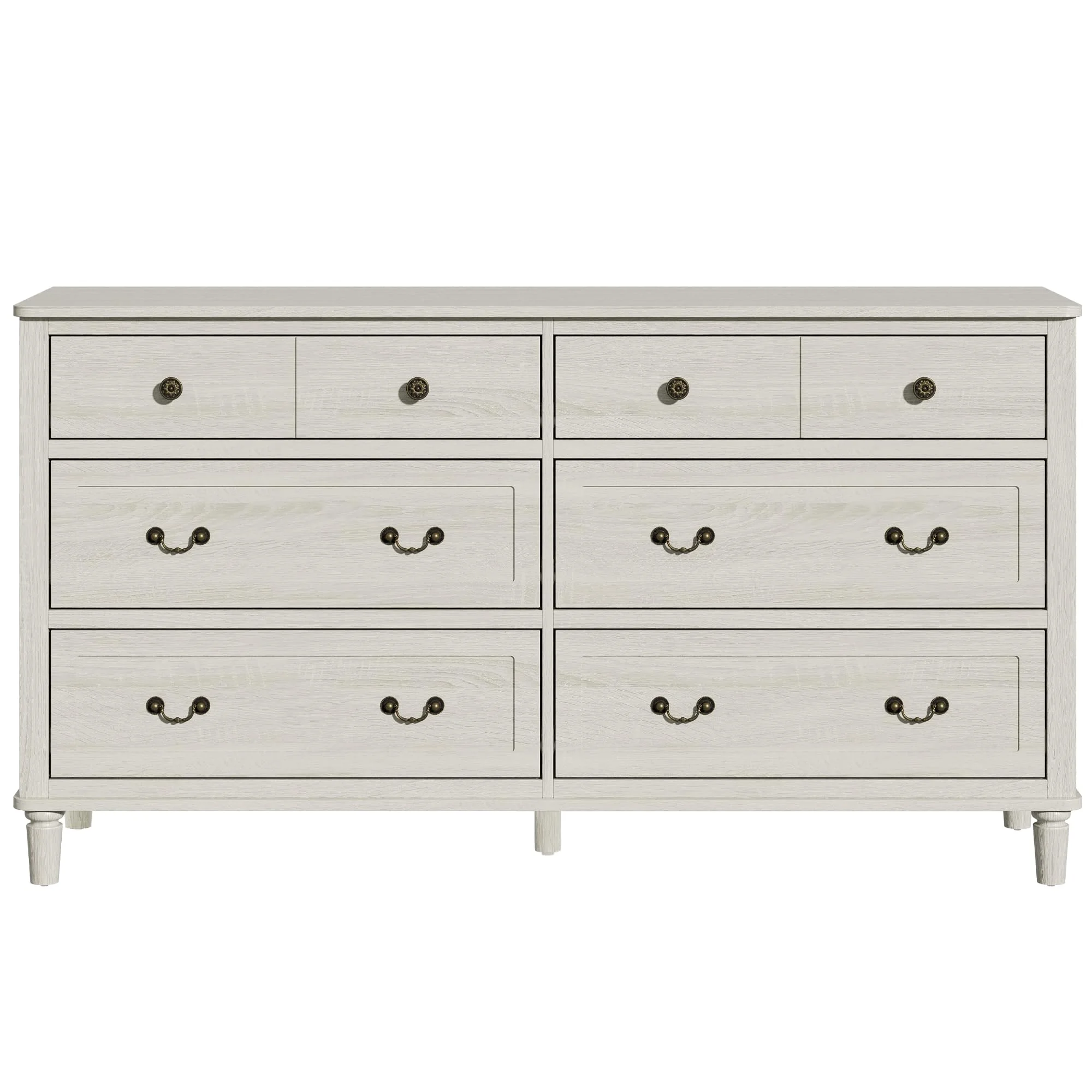 May Color Large White 3 Drawer Dresser Set of 2 with Fluted Panel, Modern Chest of Drawers with Silent Slide Drawers, Wood Accent Nightstand with Storage for Bedroom Living Room, Hallway