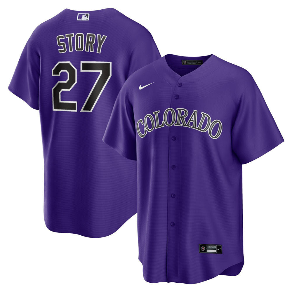 Men's Colorado Rockies Trevor Story Alternate Player Name Jersey - Purple