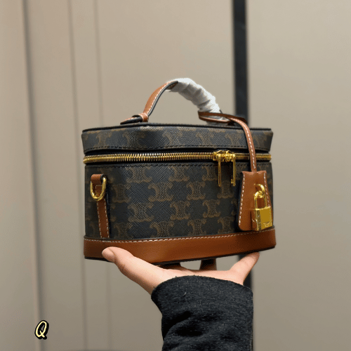 Celine Vanity Case Triomphe Brown 7.1 Inches