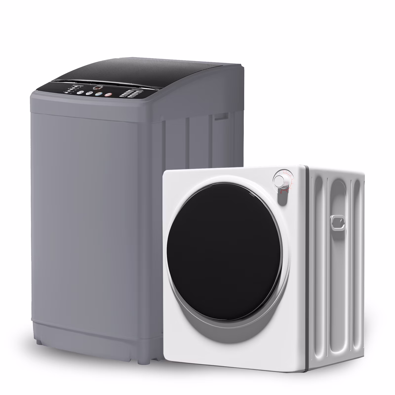 TABU Washer and Dryer Set, 19LBS Fully Automatic Washing Machine & 8.8LBS Clothes Dryer (White&White)