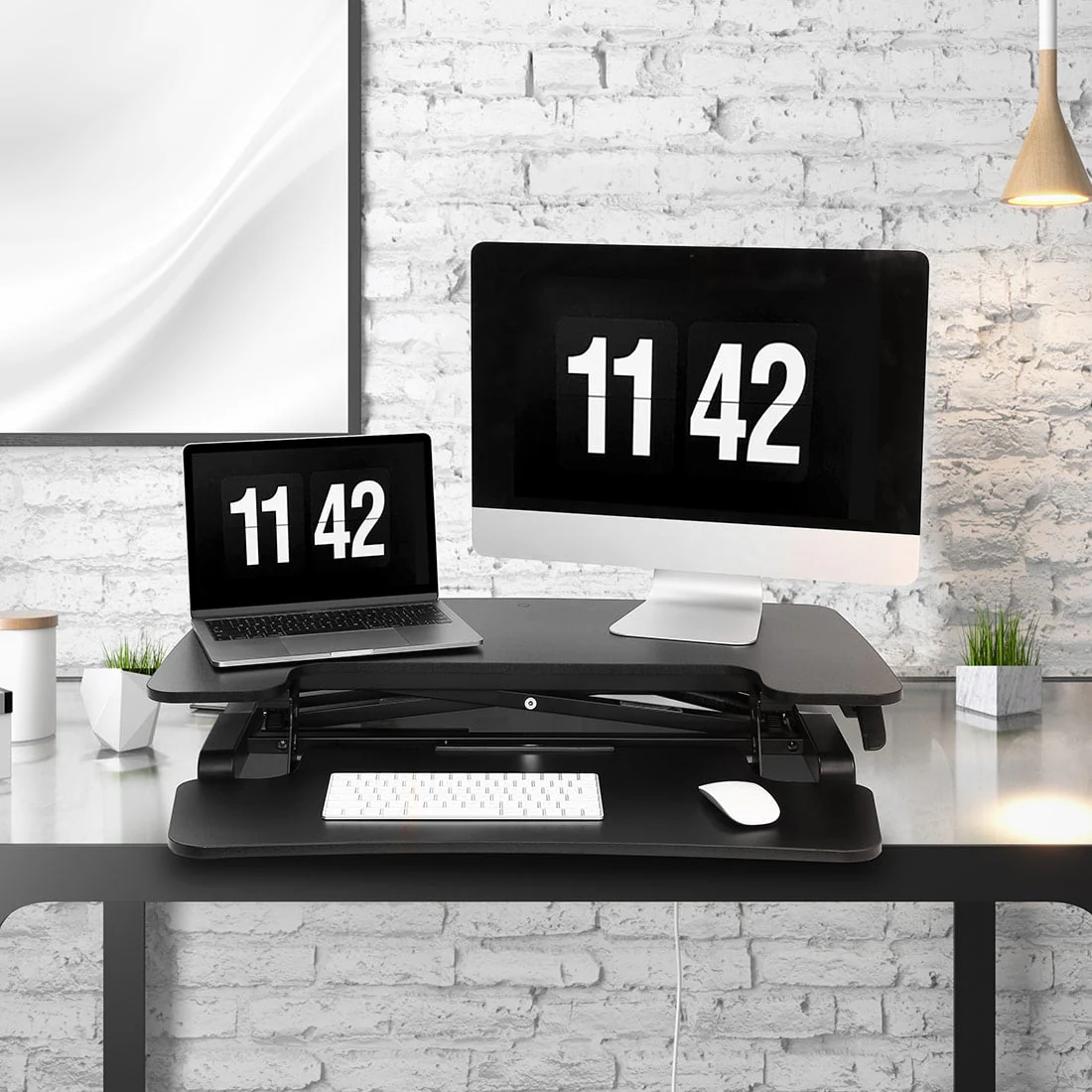 FLEXISPOT Home Office Height Adjustable Standing Desk Converter Black 32