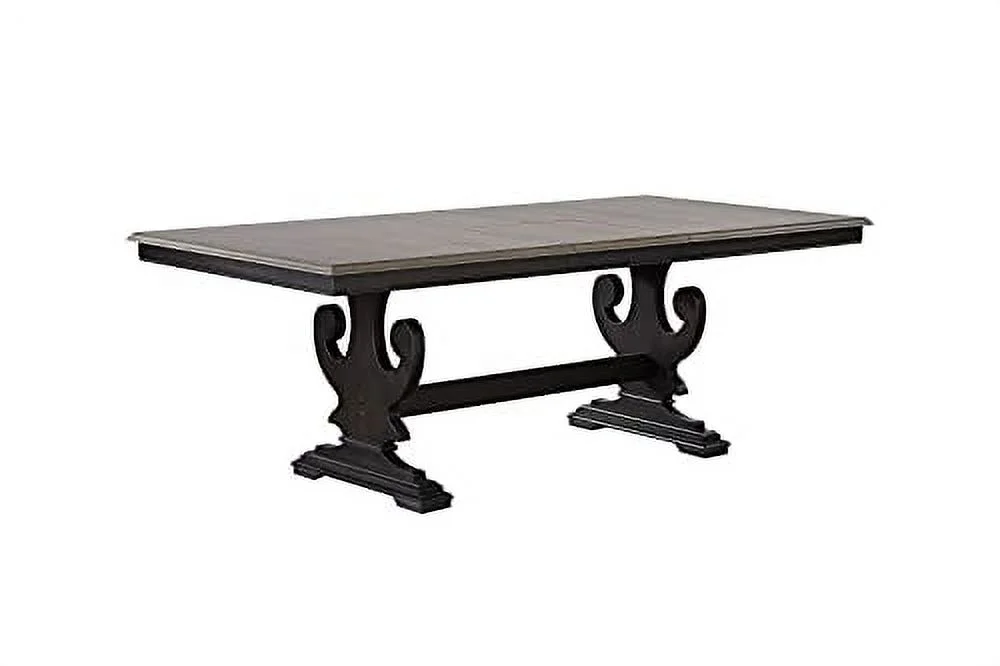 Kings Brand Furniture - Kearny 7 Piece Extendable Wood Dining Set, Table & 6 Chairs, Black/Brown