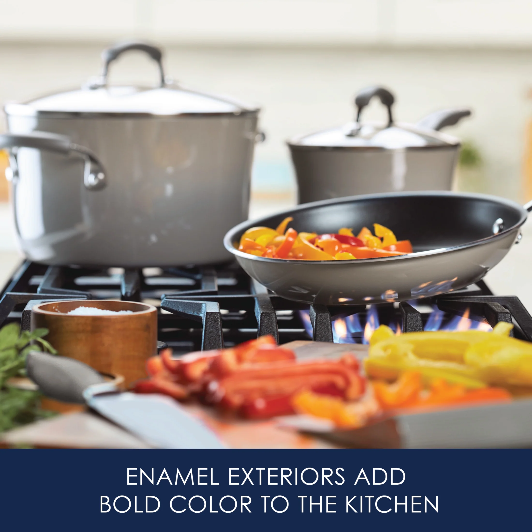 Rachael Ray 15-Piece Nonstick Pots and Pans Set/Cookware Set, Marine Blue