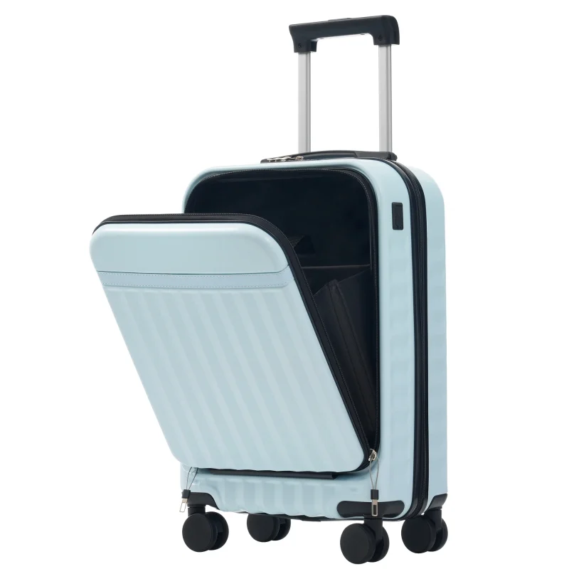 Front Opening Luggage Set 3 Piece, Hardside Carry on Suitcase with USB Port, Expandable Luggage with Handle Bag Spinner Wheels TSA Lock