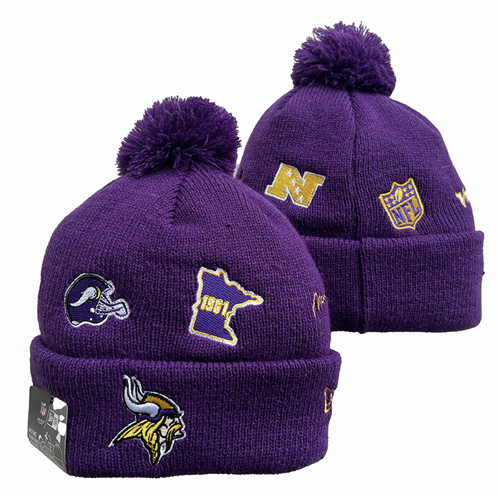 New Era Purple Minnesota Vikings  Cuffed Knit Hat with Pom