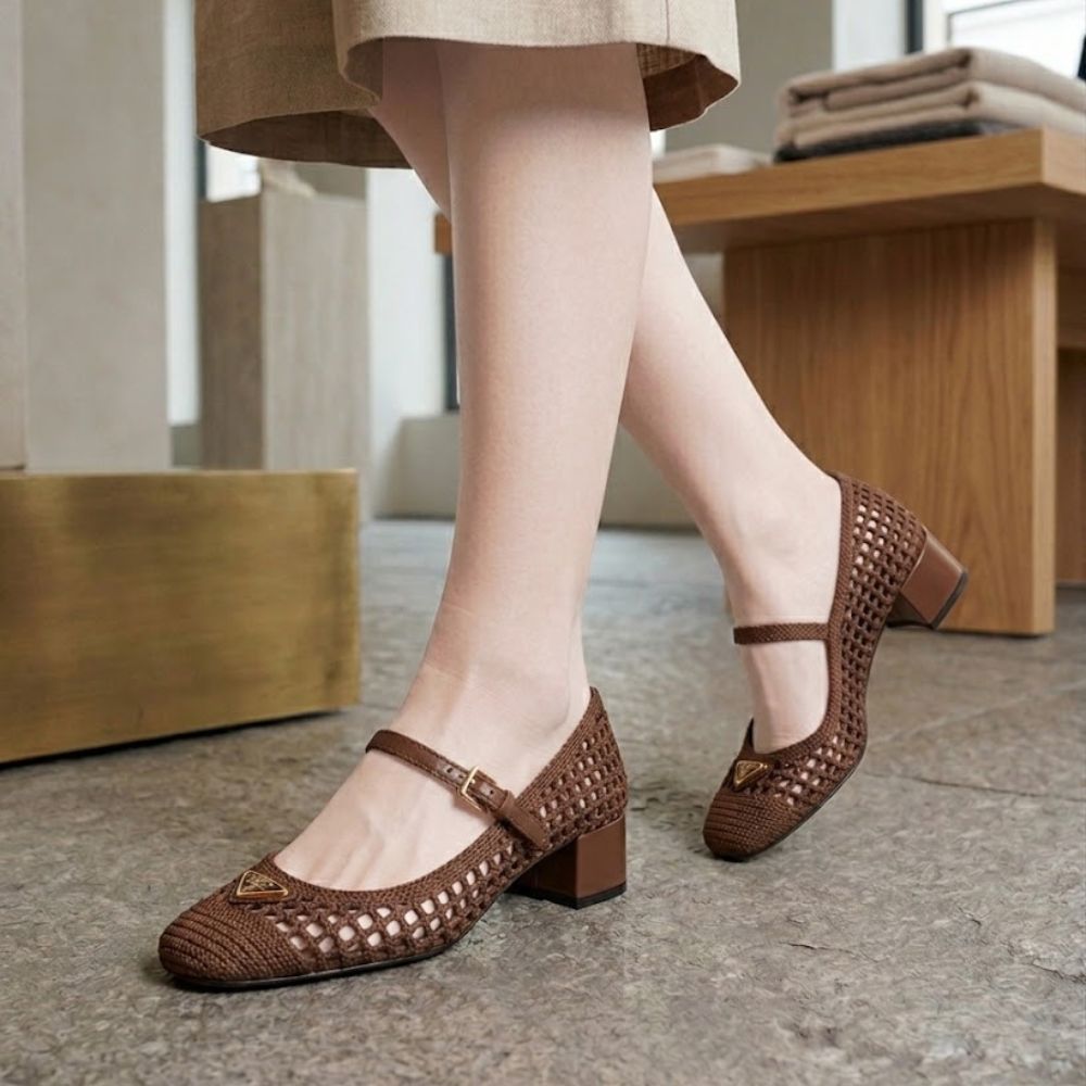 Prada Crochet Pumps Cocoa Brown 35mm