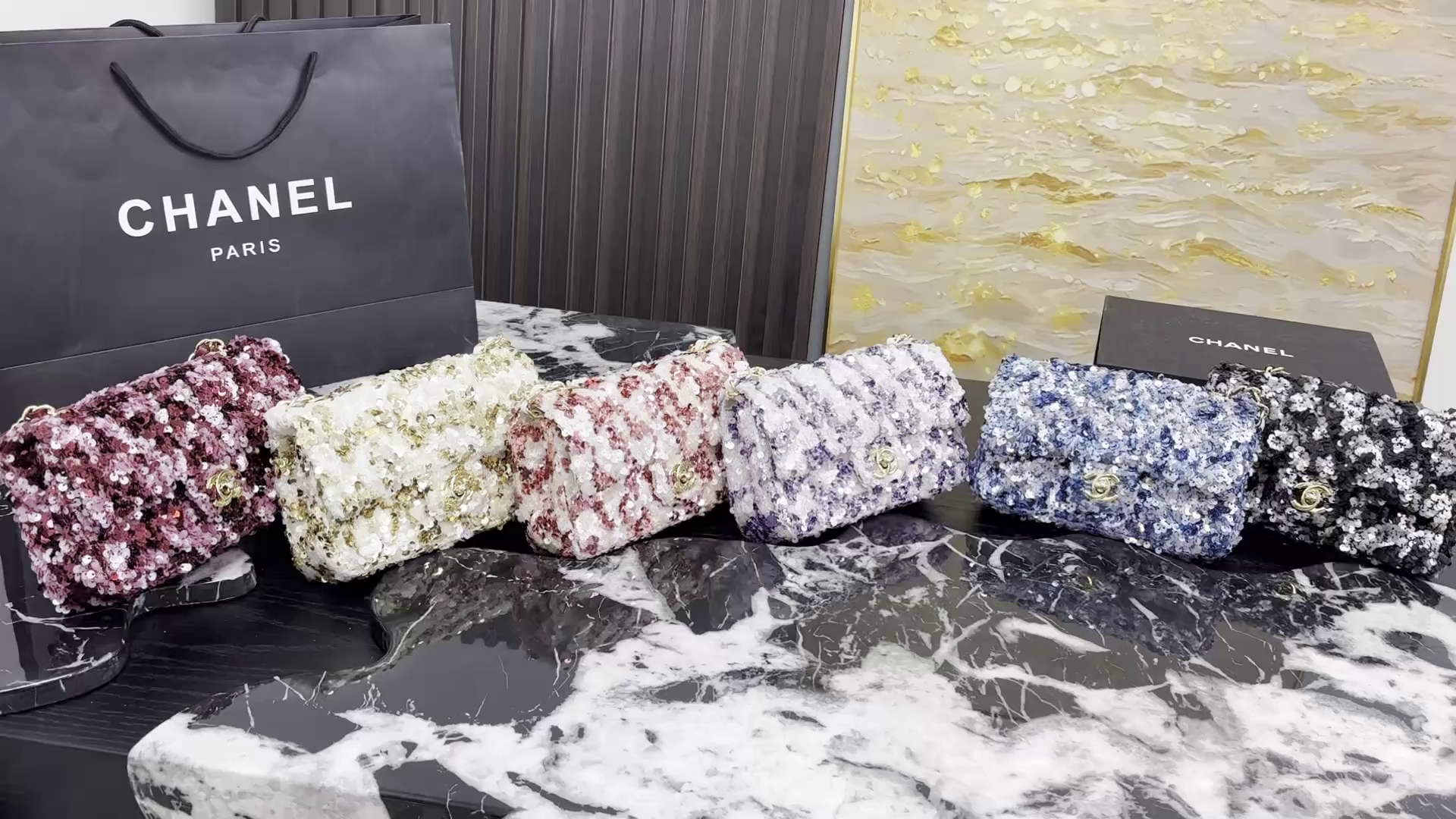 Chanel Sequined CF Chain Bag