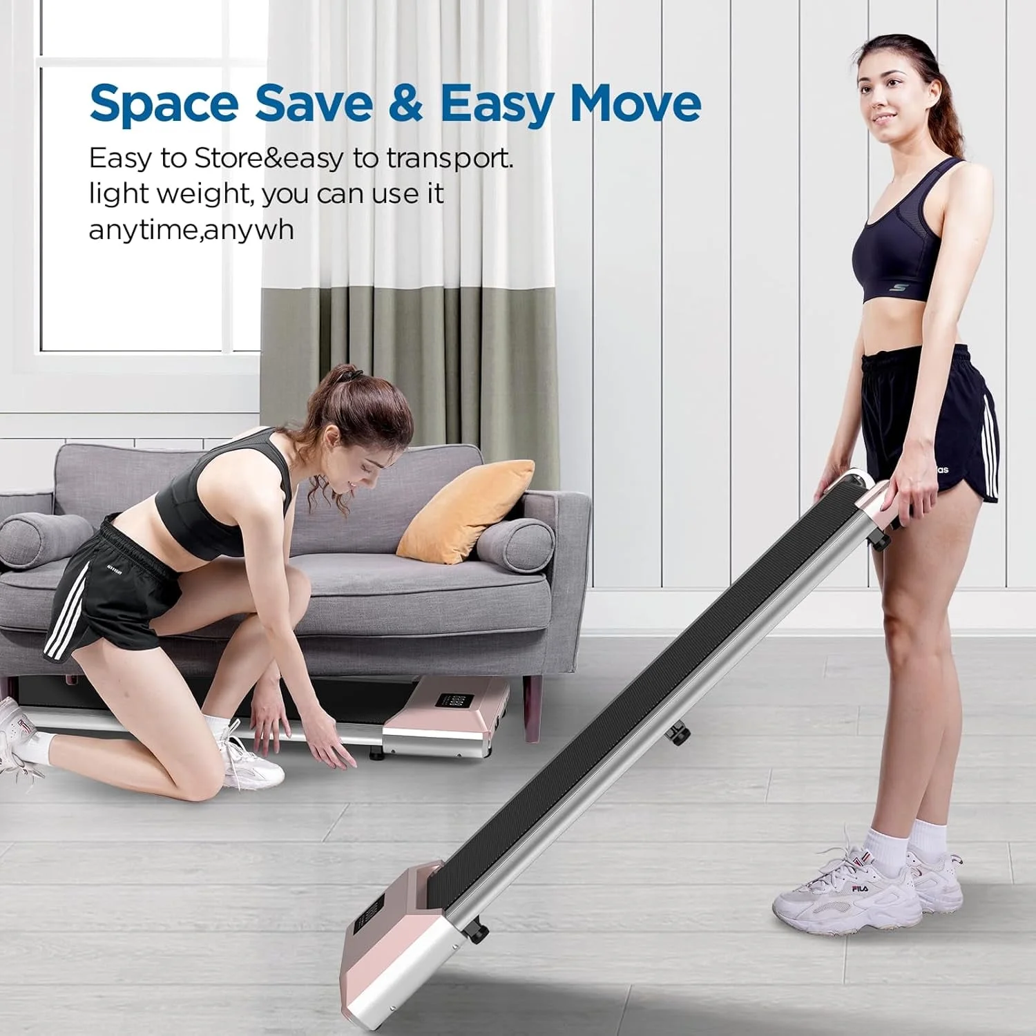 YDZJY 250lb Walking Pad, 0.6-2.5 mph Speed Range 1.2HP Quite Under Desk Treadmill, 2 in 1 Treadmill for Home/Office Exercise with Remote Control, Portable Treadmill with LED Display(Black)