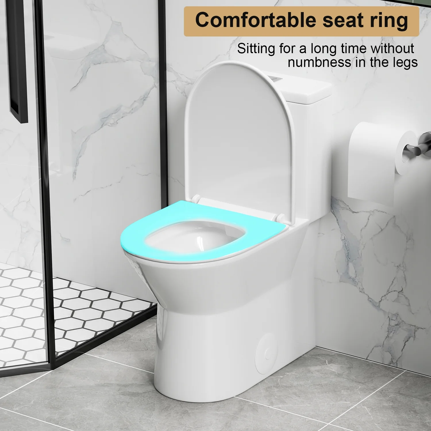 One Piece Toilet,1.1/1.6 GPF Modern Toilet with Comfort Chair Seat,Powerful & Quiet Dual Flush Rimless Bowl,White
