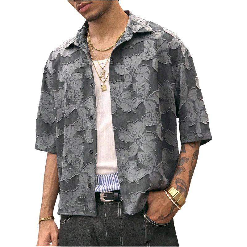 Men's Button Down Shirt Streetwear Crop Top Country Concert Outfits