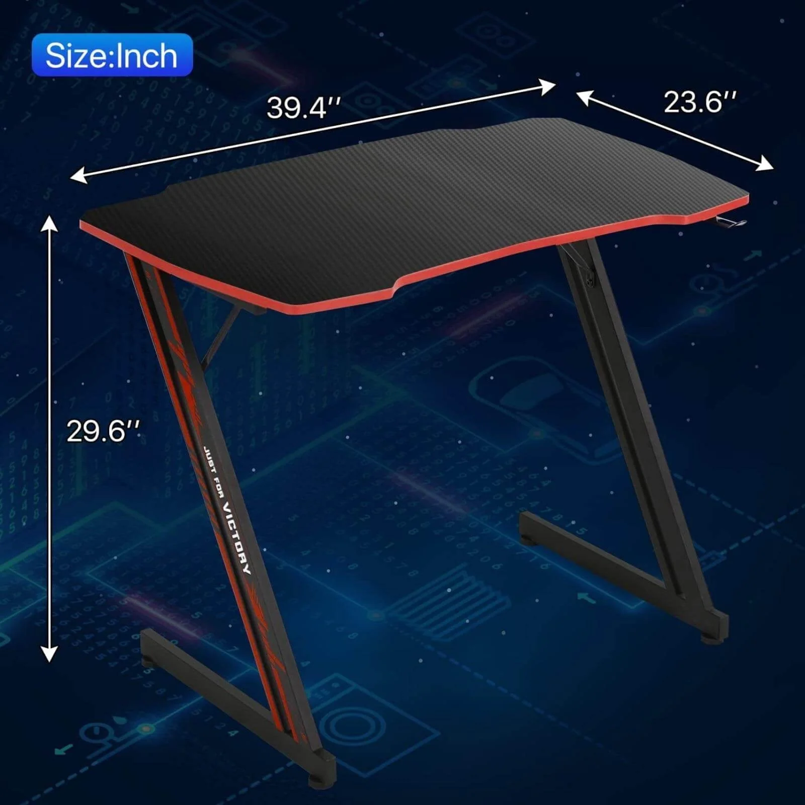 NiamVelo Gaming Desk 39.4 inch Z-Shaped Computer Desk PC Computer Table Home Office Desk Ergonomic Gamer Workstation with Headphone Hook, Red