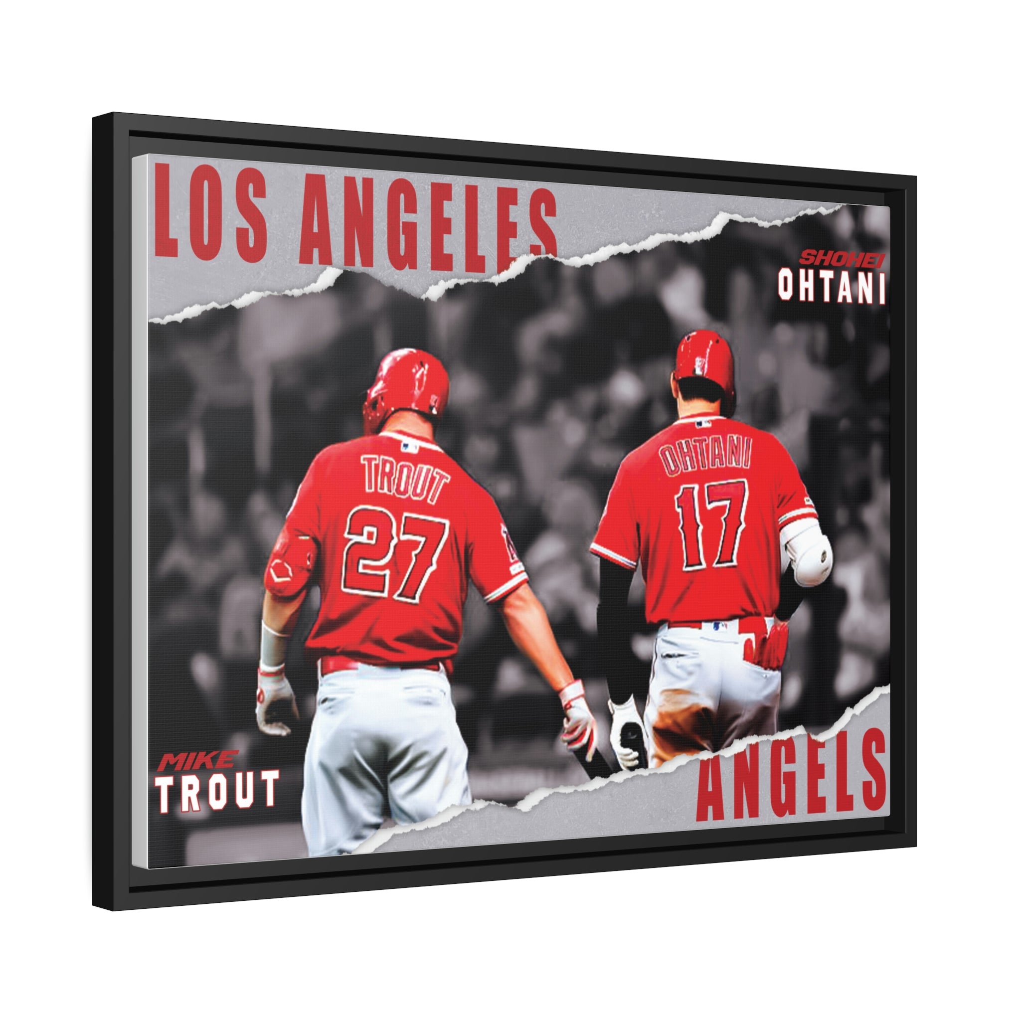 Mike Trout & Shohei Ohtani Los Angeles Angels MVP Teammates Premium Wall Art Framed Canvas