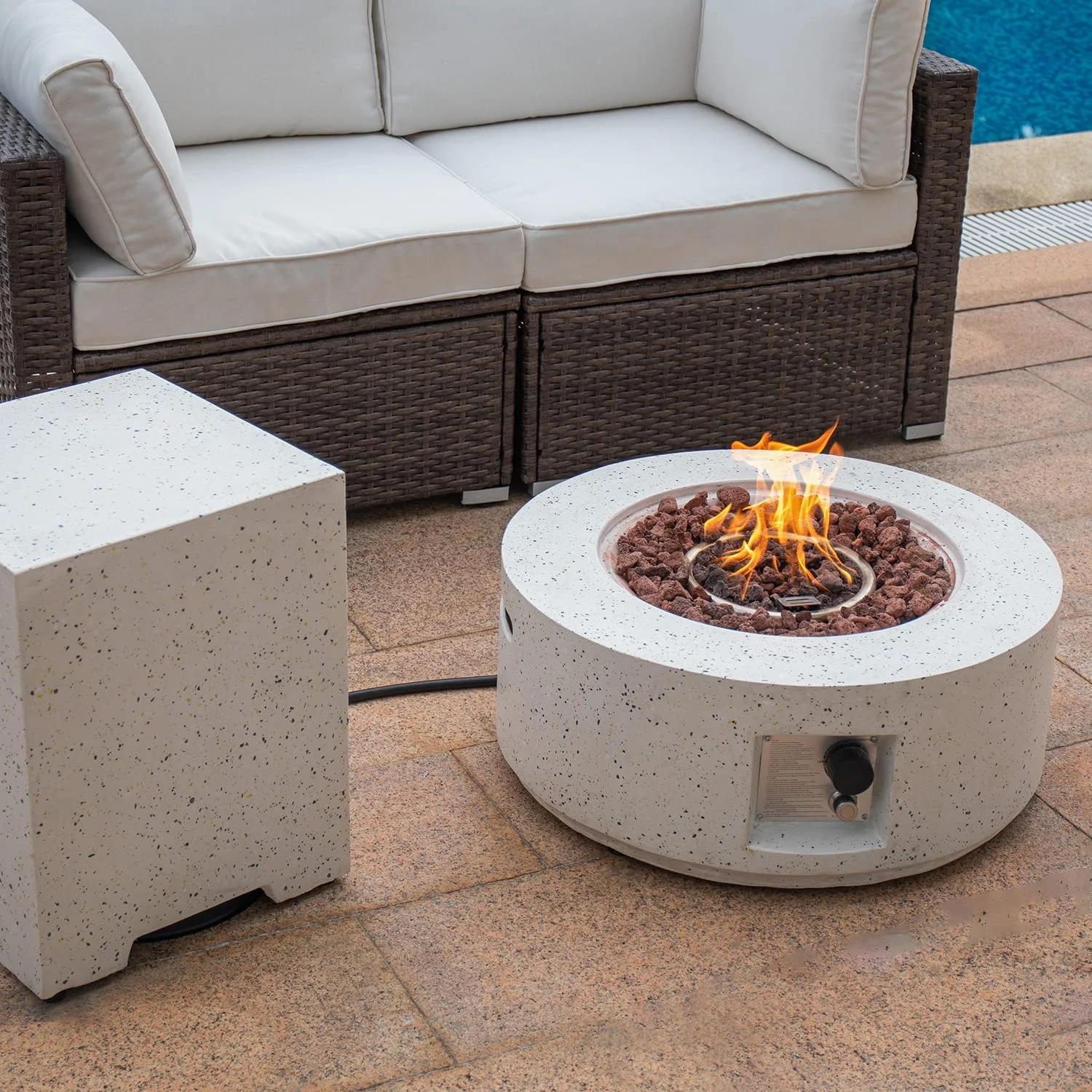 COSIEST 40,000 BTU Outdoor Camping Bonfire 28-inch Round Propane Fire Pit Table Set with Stainless steel
