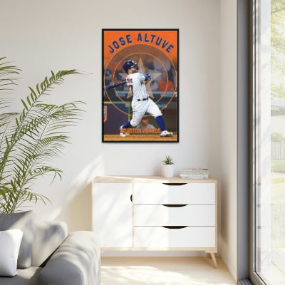 Jose Altuve Houston Astros Home Run Swing Premium Wall Art Framed Canvas