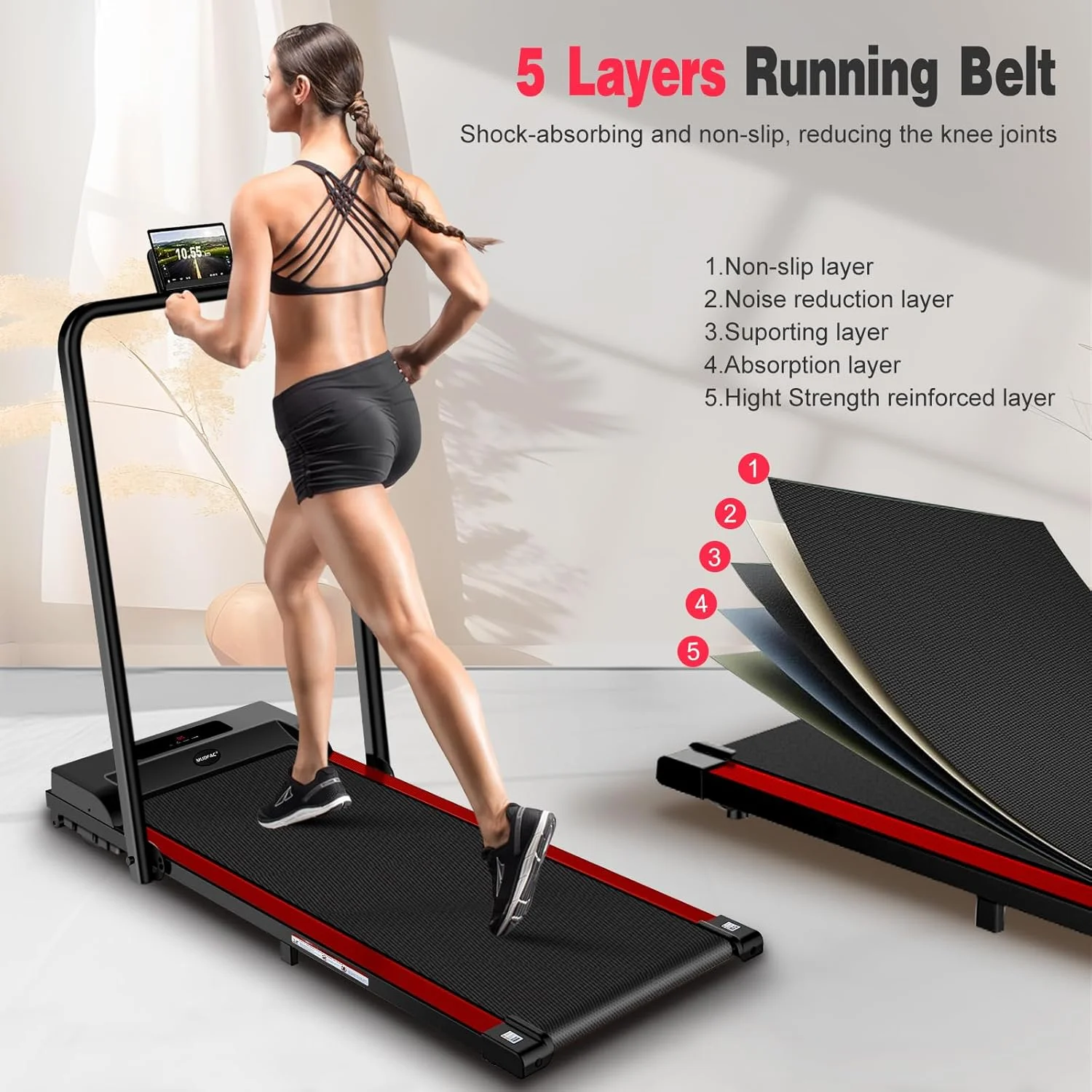 2 in 1 Walking Pad Treadmill, Foldable Treadmills with Handle Bar, 2.5HP Portable Folding Treadmill with Remote Control, Under Desk Treadmill for Home Office, Small Treadmill, 300lb