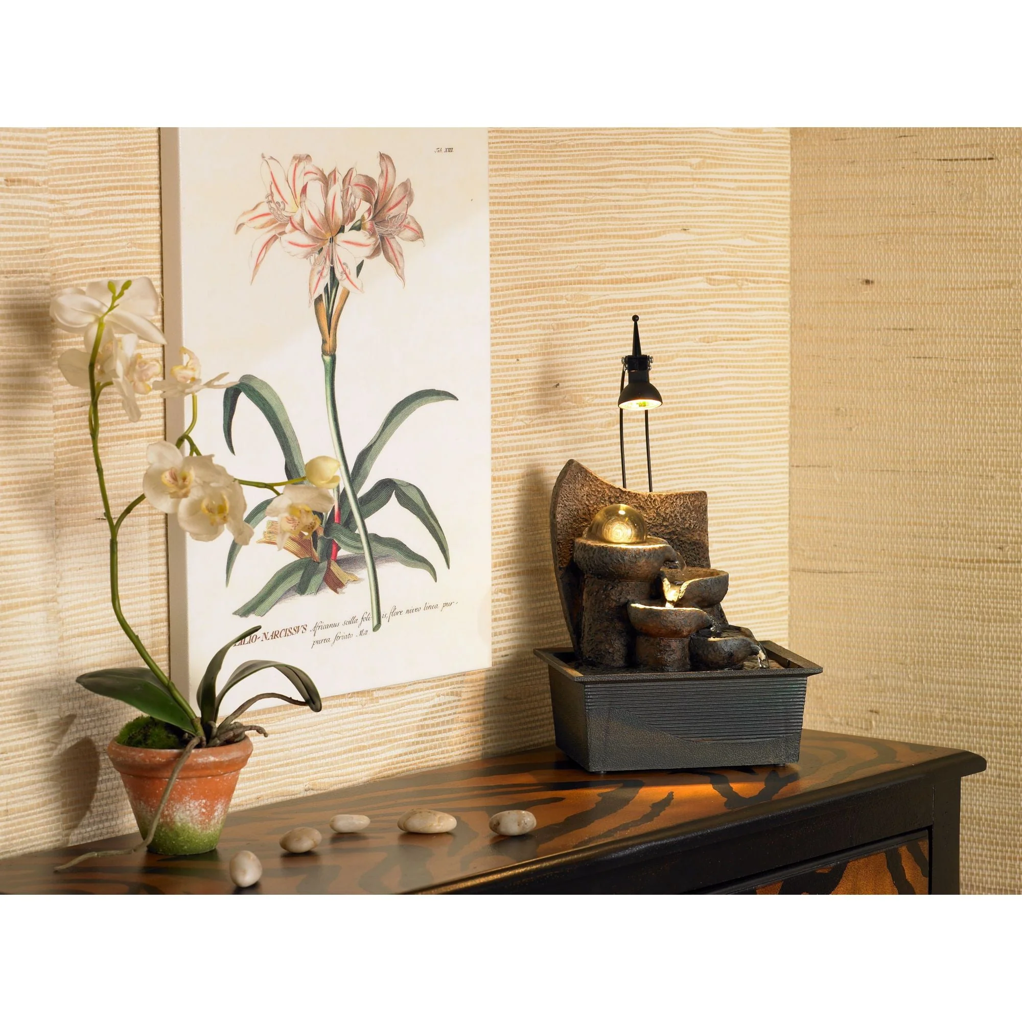 John Timberland Japanese Zen Indoor Tabletop Water Fountain with Light LED 10