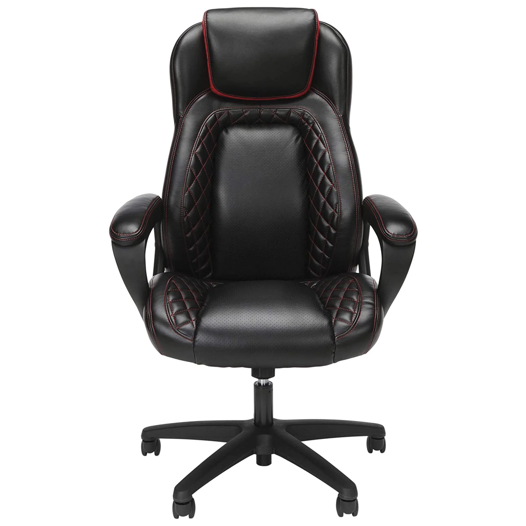 OFM ESS Racing Style SofThread Leather High Back Office Computer Chair, Red