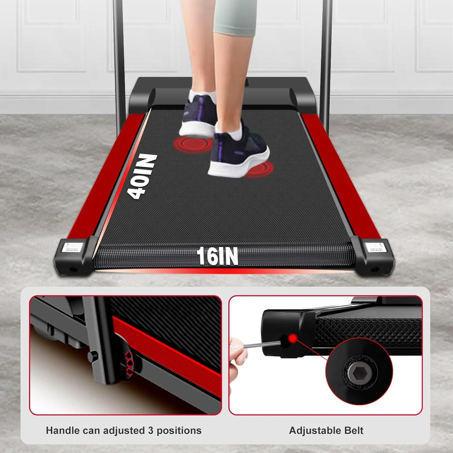 2 in 1 Walking Pad Treadmill, Foldable Treadmills with Handle Bar, 2.5HP Portable Folding Treadmill with Remote Control, Under Desk Treadmill for Home Office, Small Treadmill, 300lb