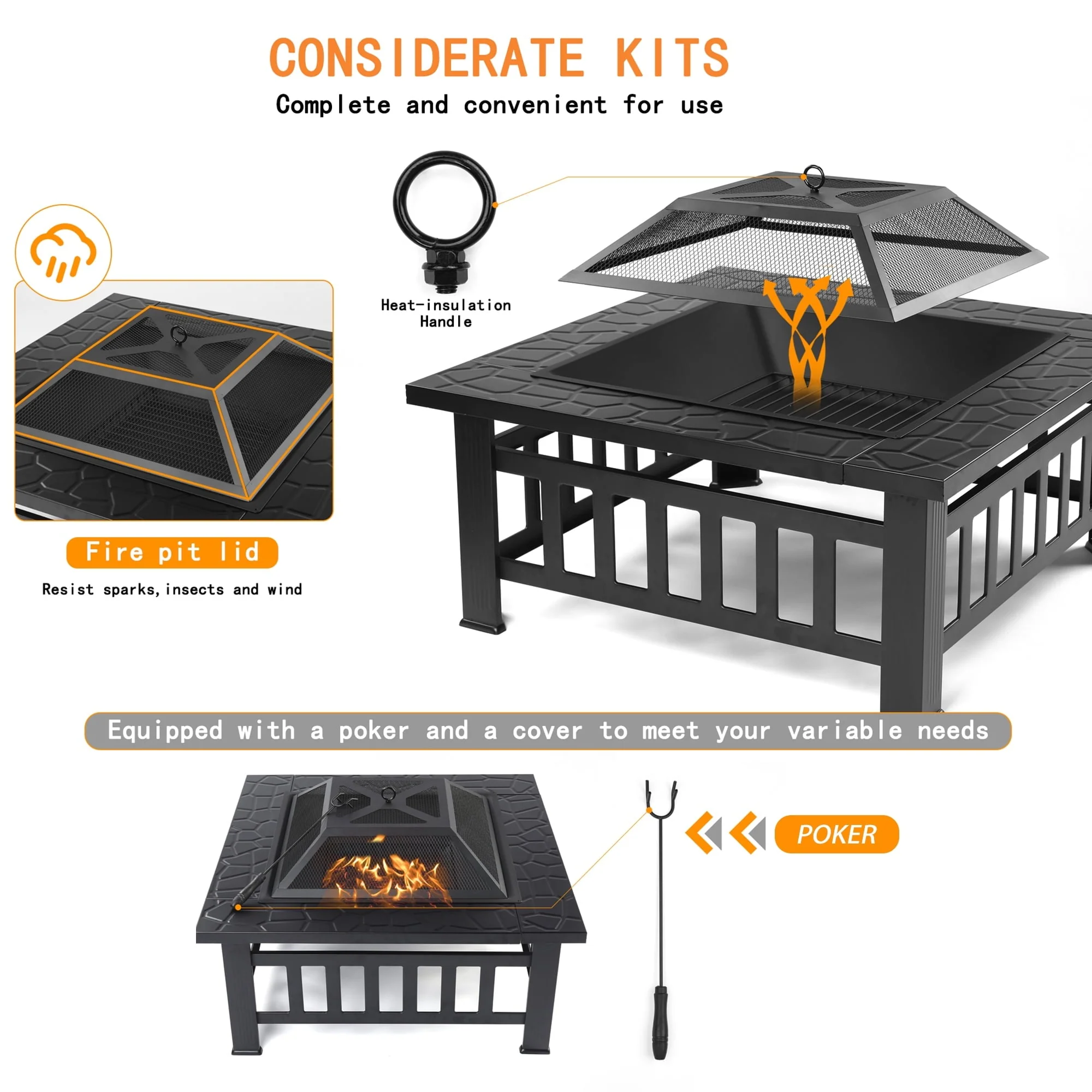 SEGMART Outdoor Fire Pit, 32