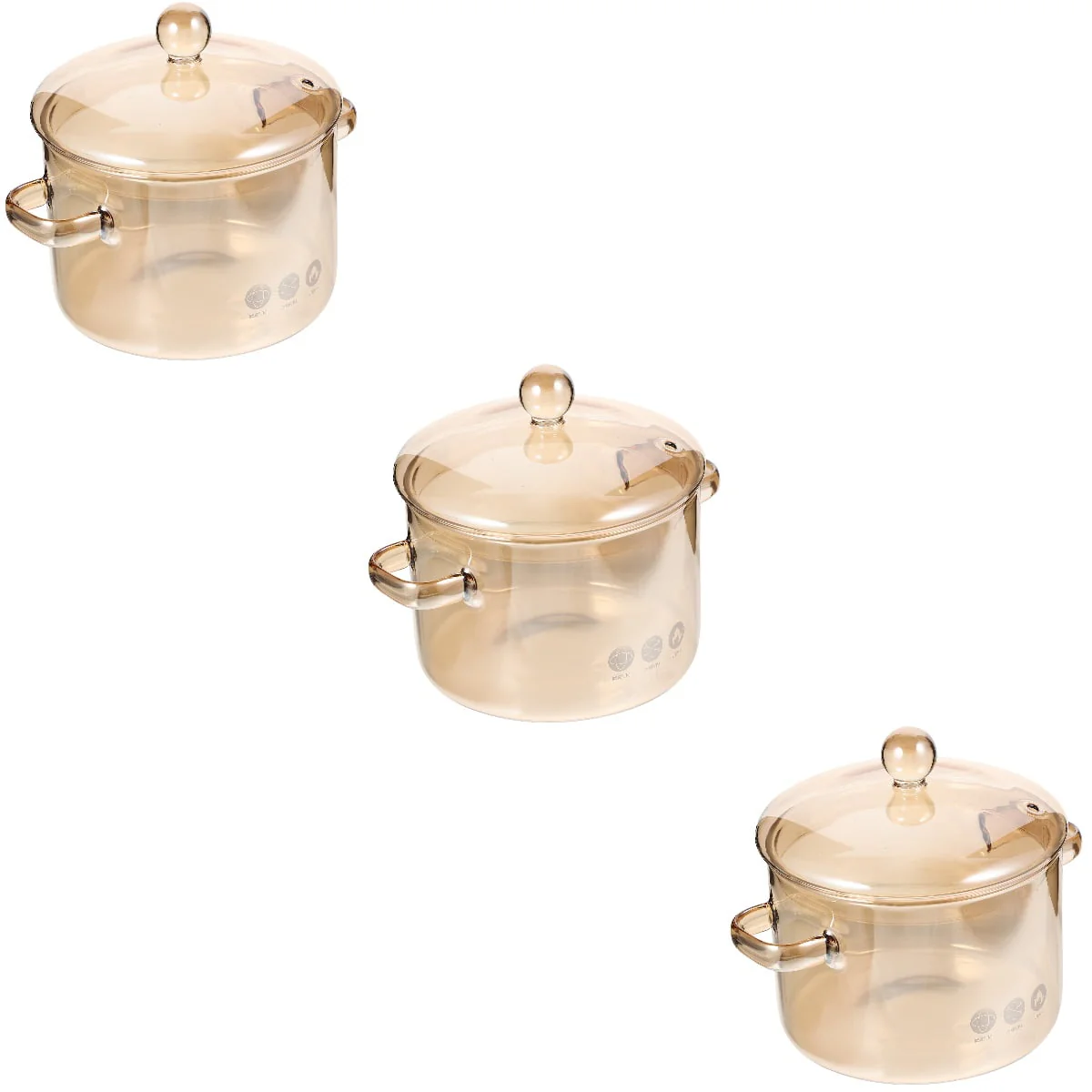 Homemaxs 3pcs High Borosilicate Glass Stockpot with Lid and Double Ear Noodle Bowl Korean Ramen Pot