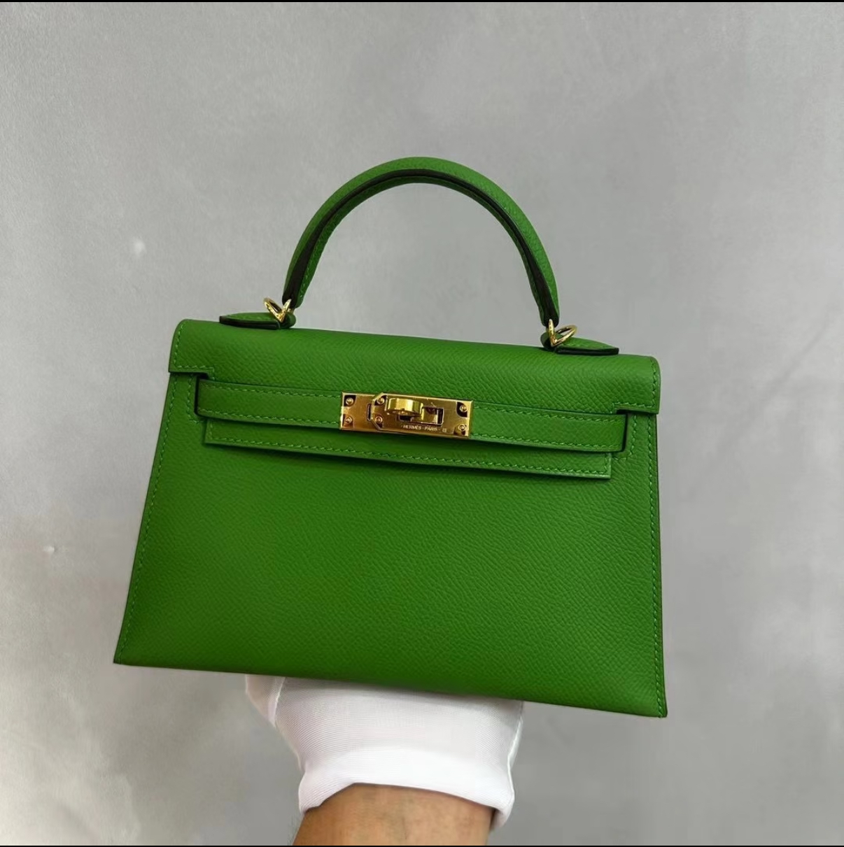 Hermès Kelly Mini 2 Velvet Green Gold Buckle Epsom customize
