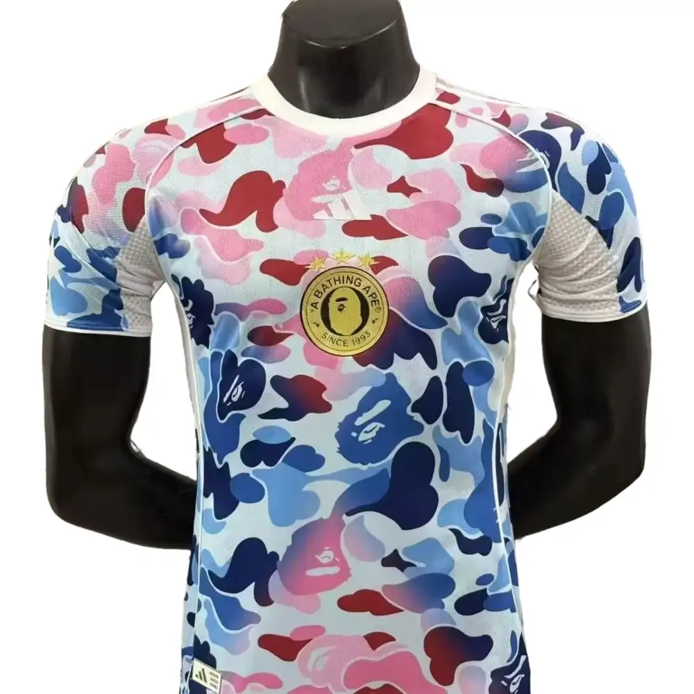 2025-26 A Bathing Ape Camouflage Co-branded Red and Blue Jersey-Player Edition