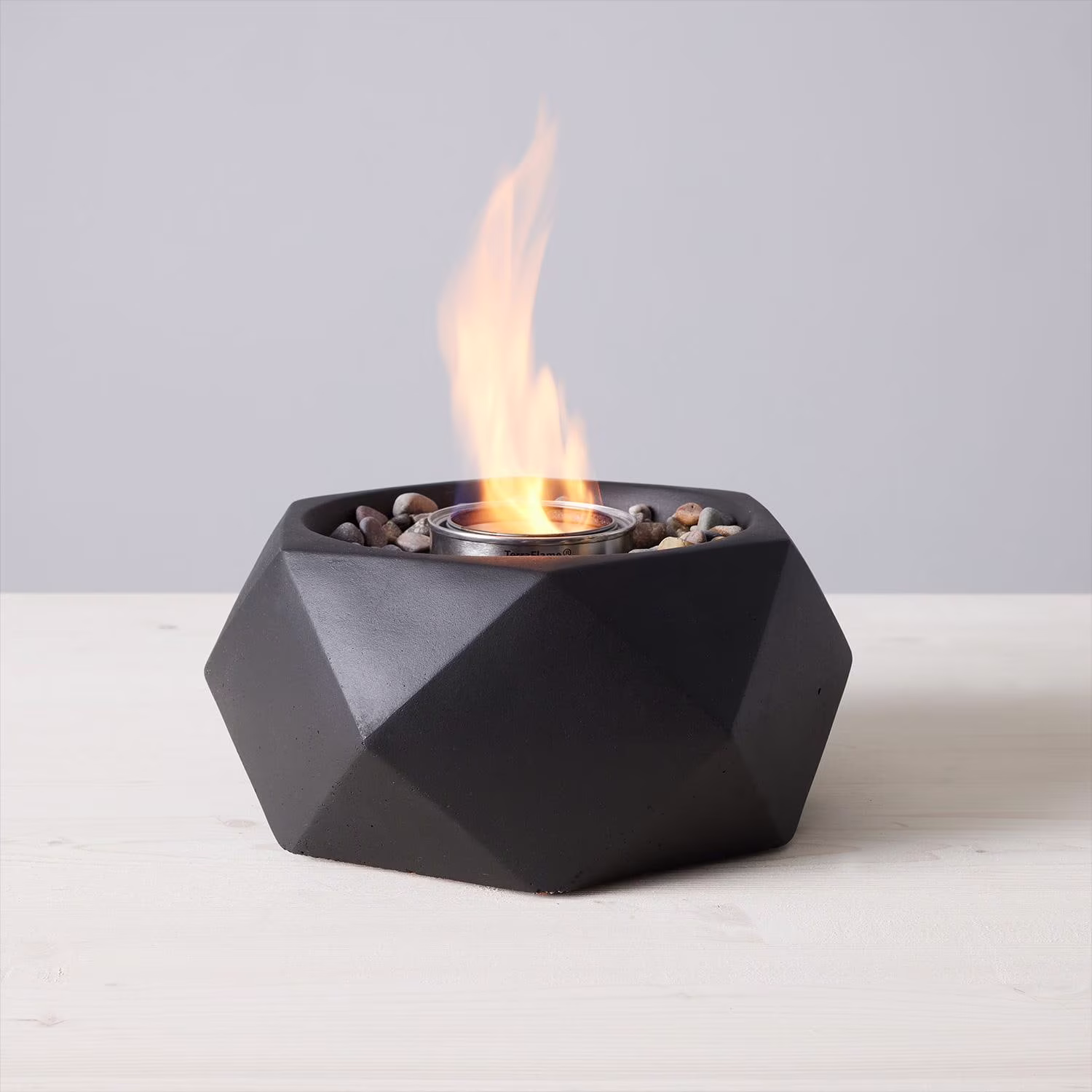 TerraFlame Basin Table Top Fire Bowl Gel Fuel - Stone Cast - White