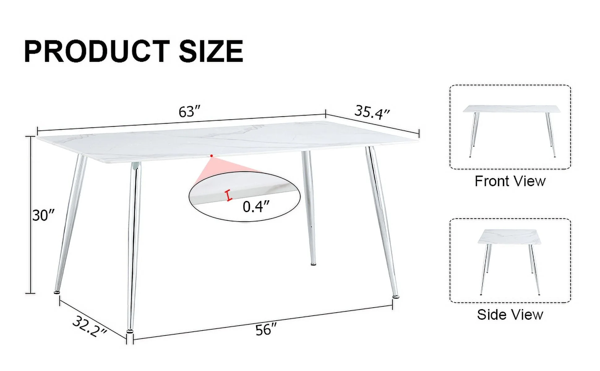 PWOPWOE Modern Minimalist Rectangular Glass Dining Table with 0.4 