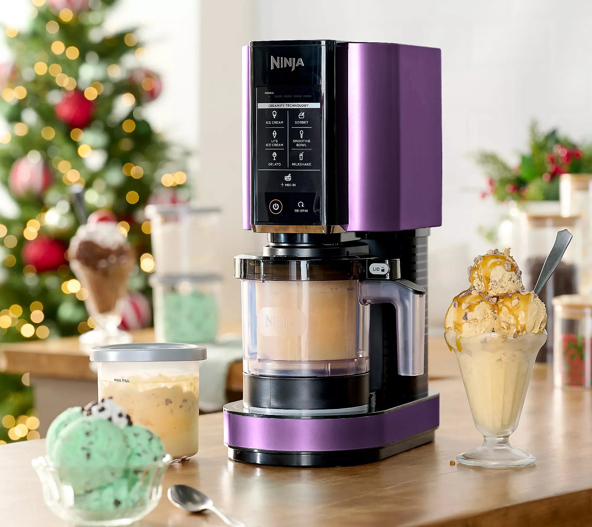 Restored Ninja NC301 CREAMi Ice Cream Maker, for Gelato, Mix-ins, Milkshakes, Sorbet, Smoothie Bowls & More - Purple (Refurbished)