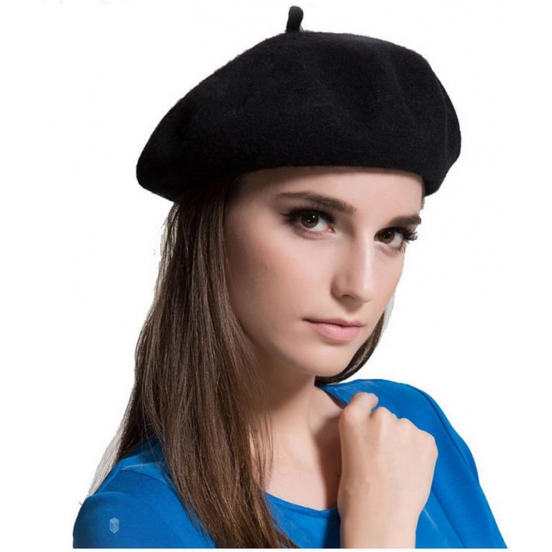 Wool Black French Beret Hat