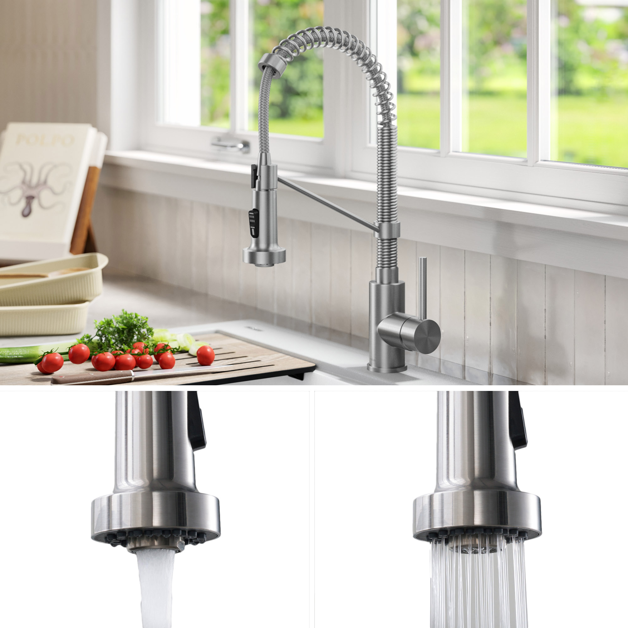 KRAUS 33' Drop-In Single Bowl Granite Kitchen Sink with Commercial Kitchen Faucet