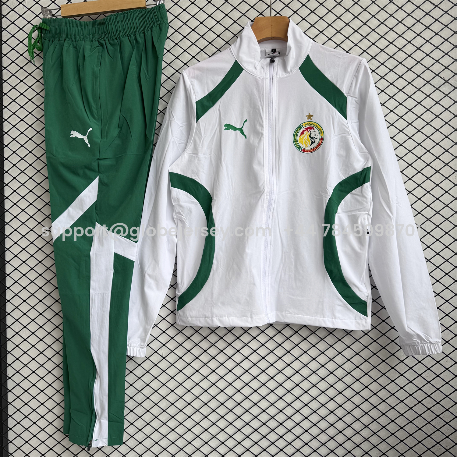 Senegal 2026 Windbreaker Training Set - White Top and Green Pants