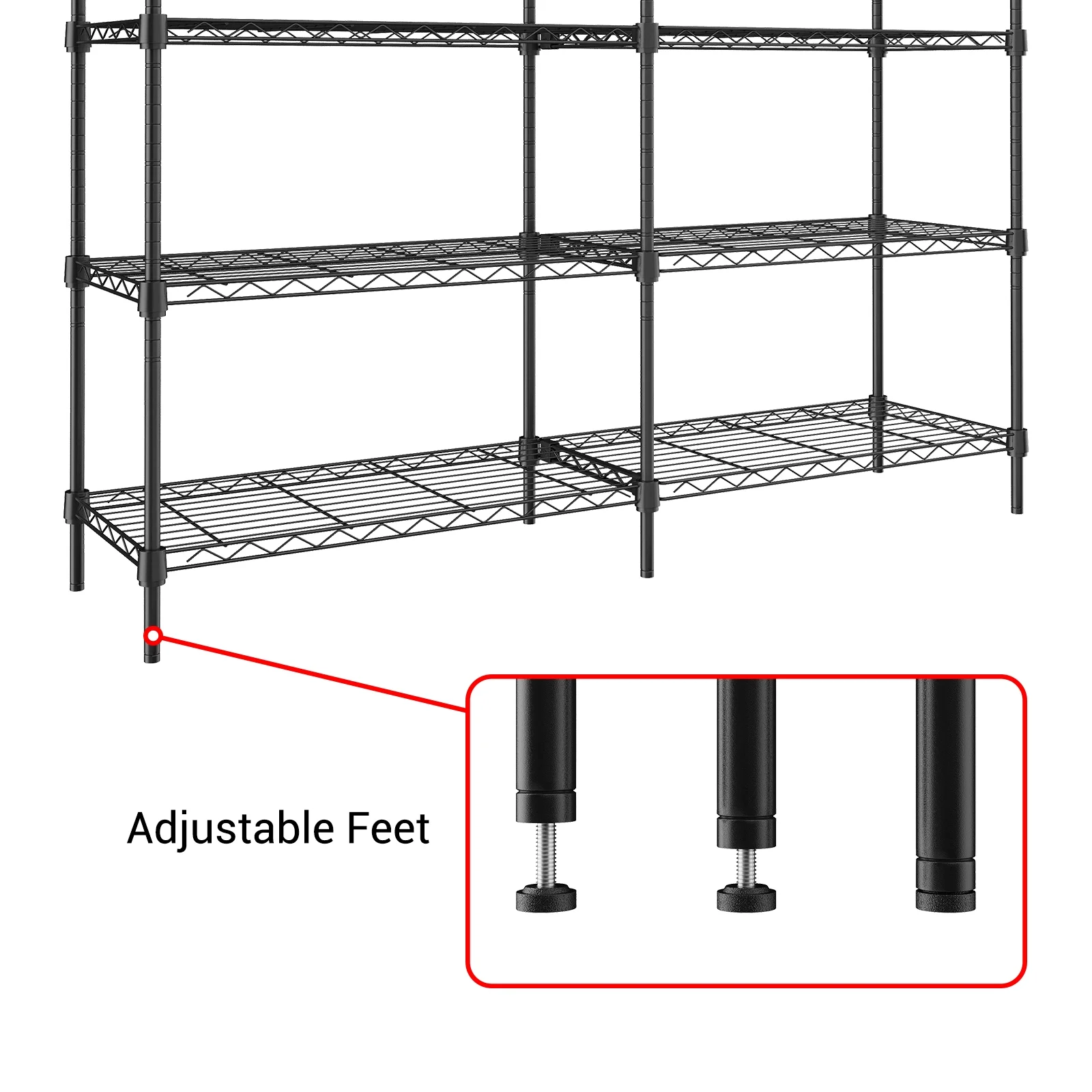 Zzistar Wire Shelving Garage Shelving ,5 Tier Heavy Duty Adjustable Garage Shelves, Storage Rack for Storage Warehouse Pantry Closet