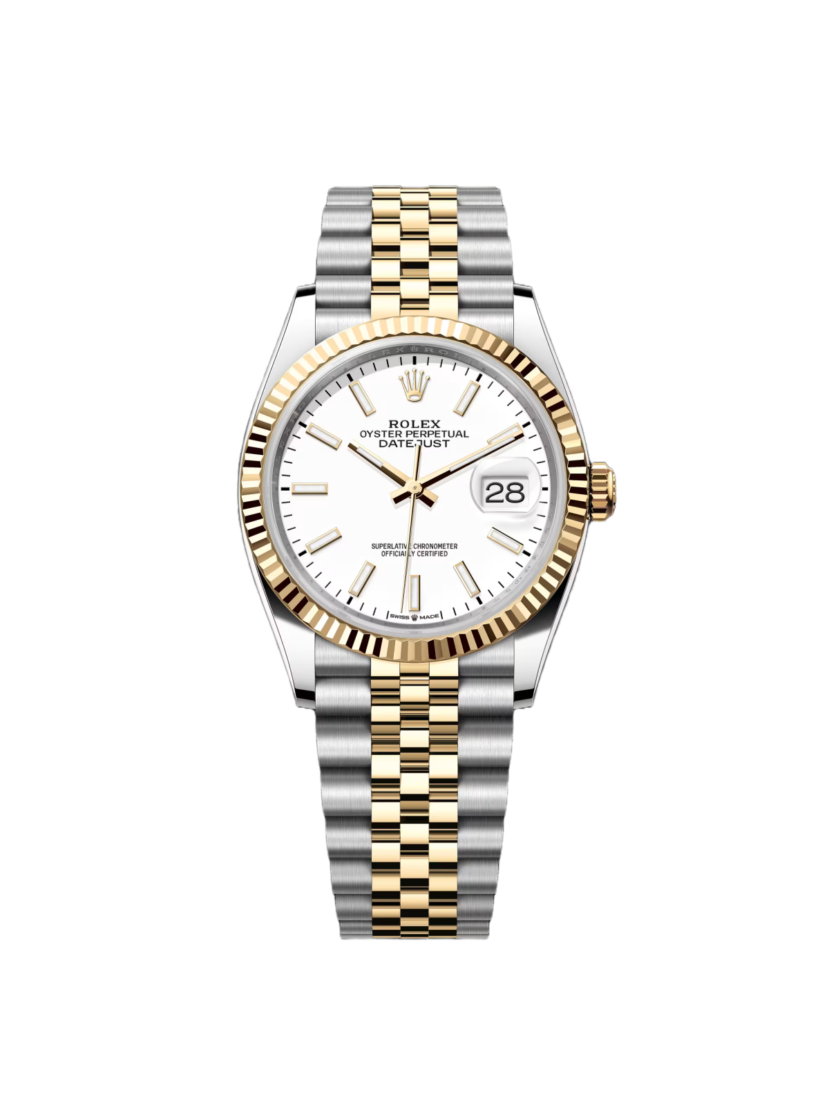 【Super Clone】RLX  Datejust 36mm 126233 White Index Dial Two-Tone Jubilee Bracelet Watch