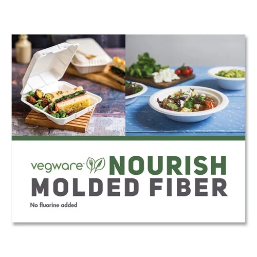 Vegware Nourish Molded Fiber Tableware, Compostable, Bowl, Sugarcane, 12 oz, White, 1,000/Carton