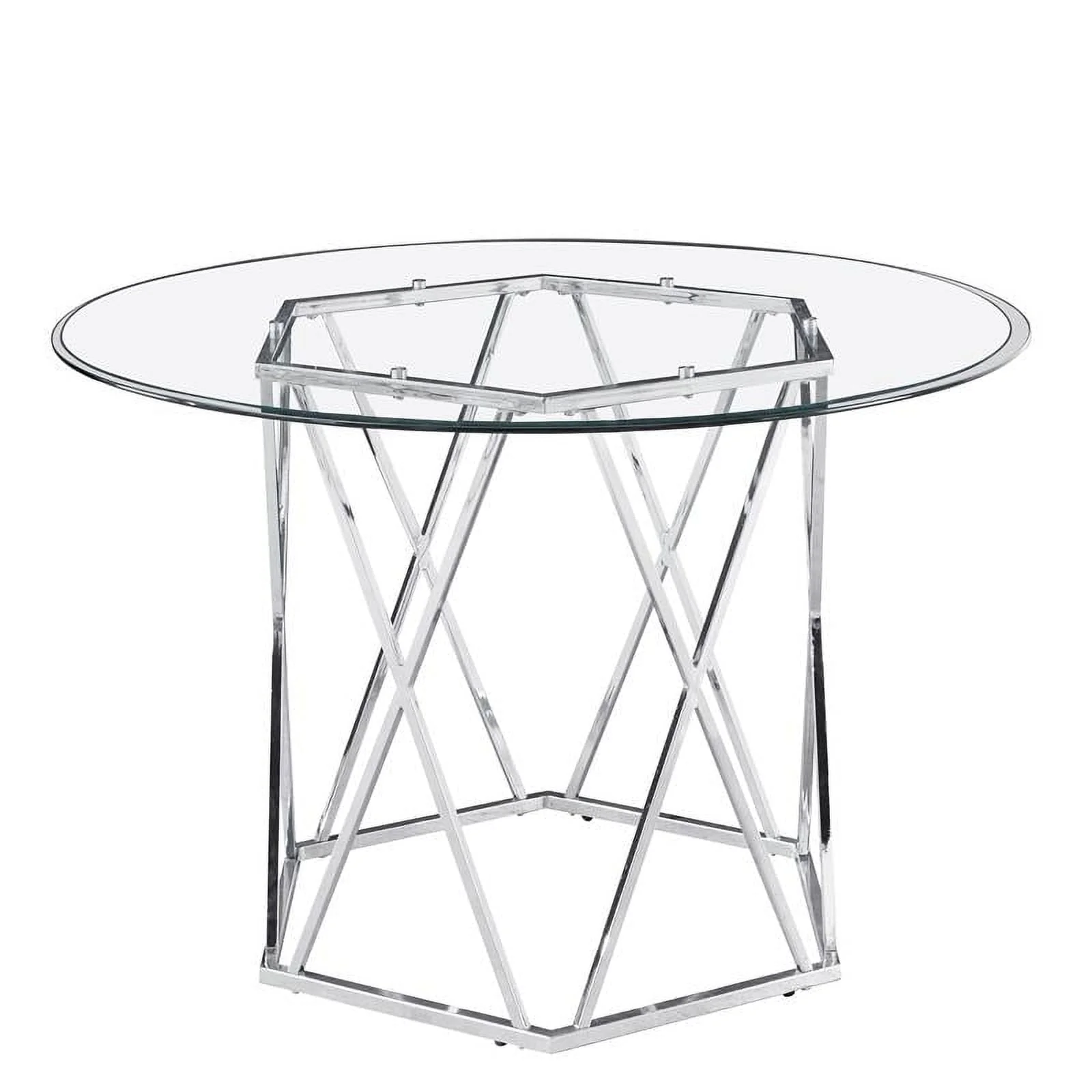Steve Silver Escondido Chrome and Glass Top Dining Table