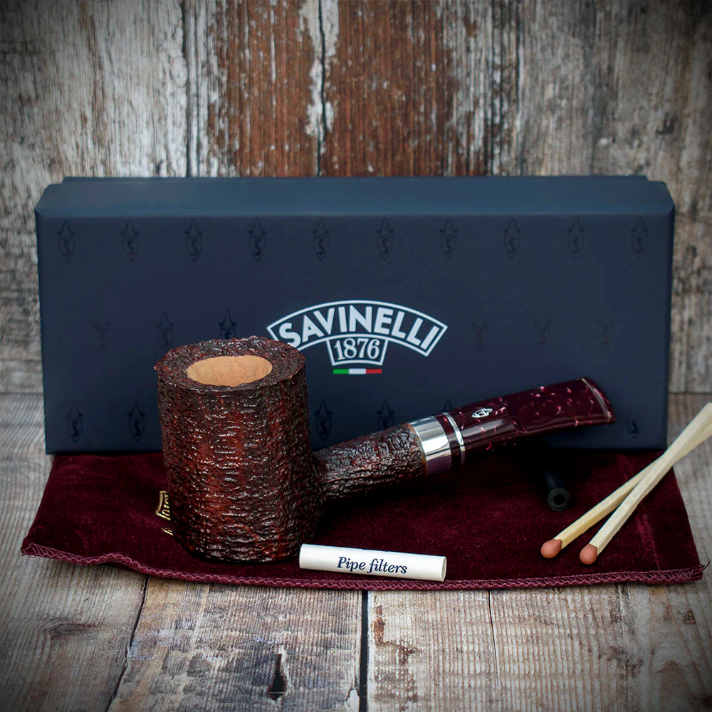 Savinelli Bacco Rusticated Dark Brown 311 - 6mm Briar Pipe