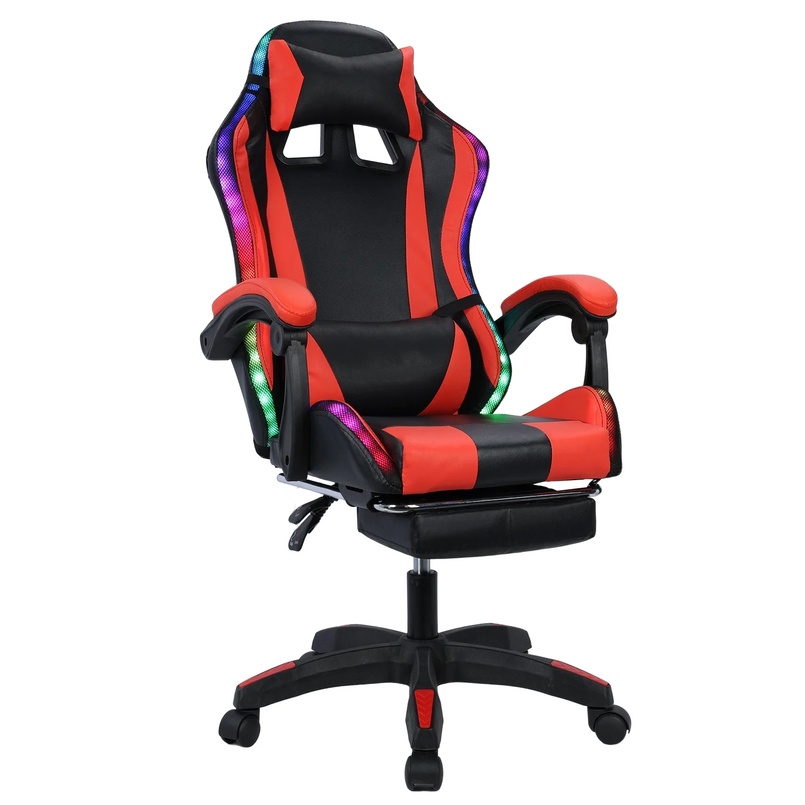 Gaming Chair with Bluetooth-compatible Speakers and RGB LED Lights, Ergonomic Massage Computer Gaming Chair with Height Adjustable, Video Game Chair High Back with Lumbar Support