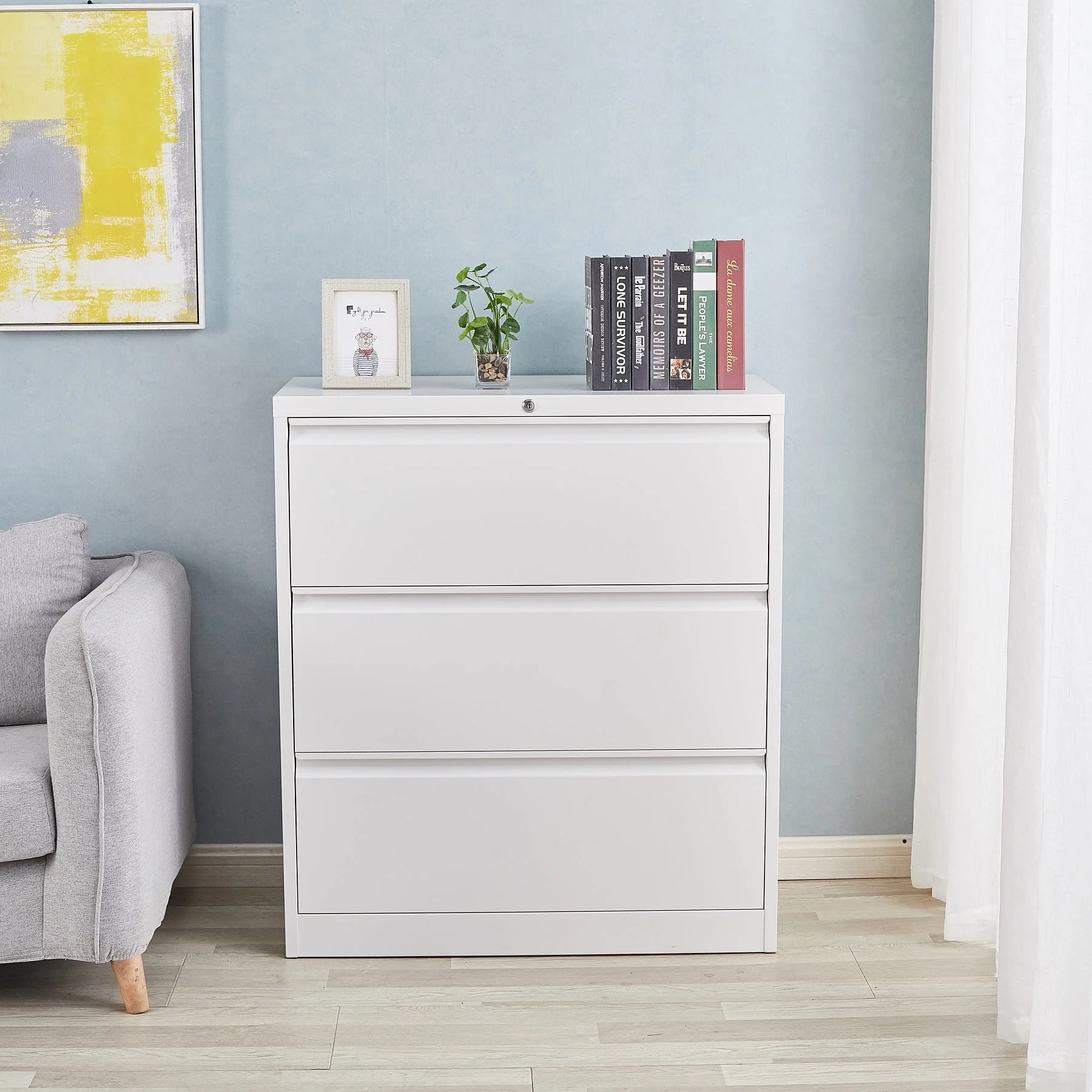 SUPEER White Metal Lateral File Cabinet with Lock, Large Capacity Metal Storage File Cabinet for Letter/Legal A4 Size, Wide File Cabinet for Office Home, Assembly Required