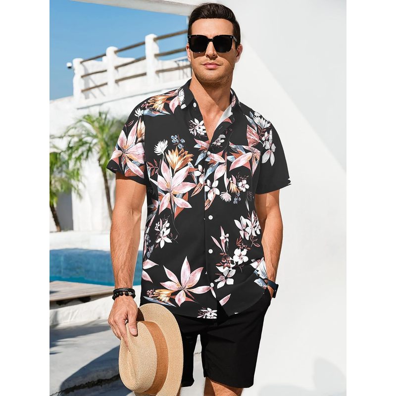 Men's Hawaiian Floral Shirts Short Sleeve Button