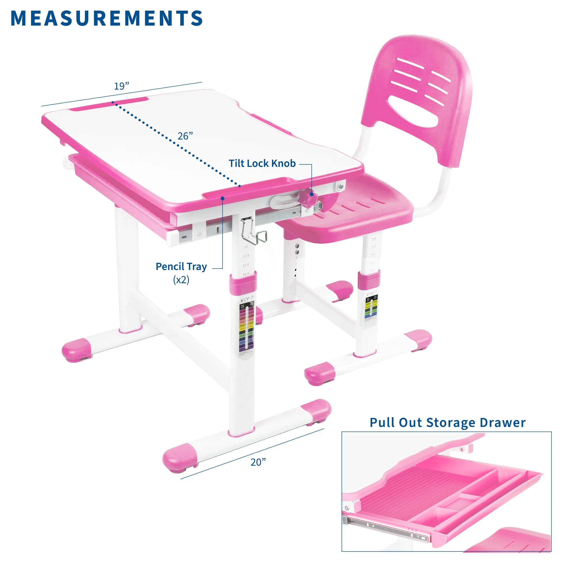 VIVO Height Adjustable Childrens Desk & Chair Kids Interactive Work Station Grey