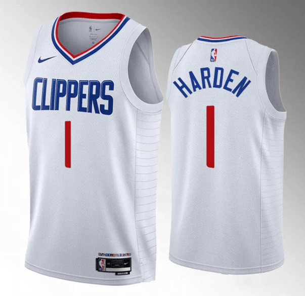 Men's LA Clippers James Harden White Fast Break Player2023-2024 season Jersey