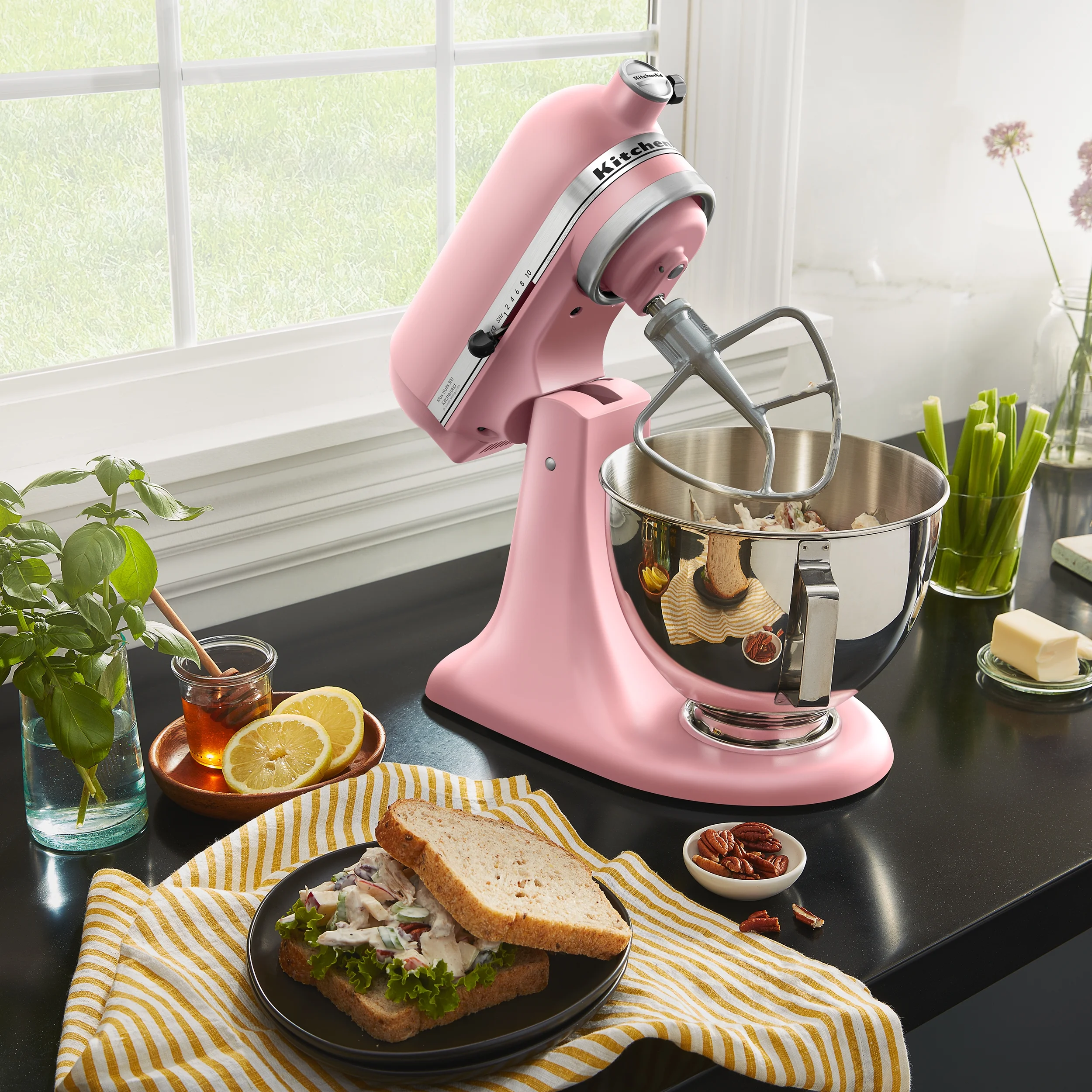 KitchenAid Deluxe Series 4.5 Quart Tilt-Head Stand Mixer with Stainless Bowl, Contour Silver, KSM97CU