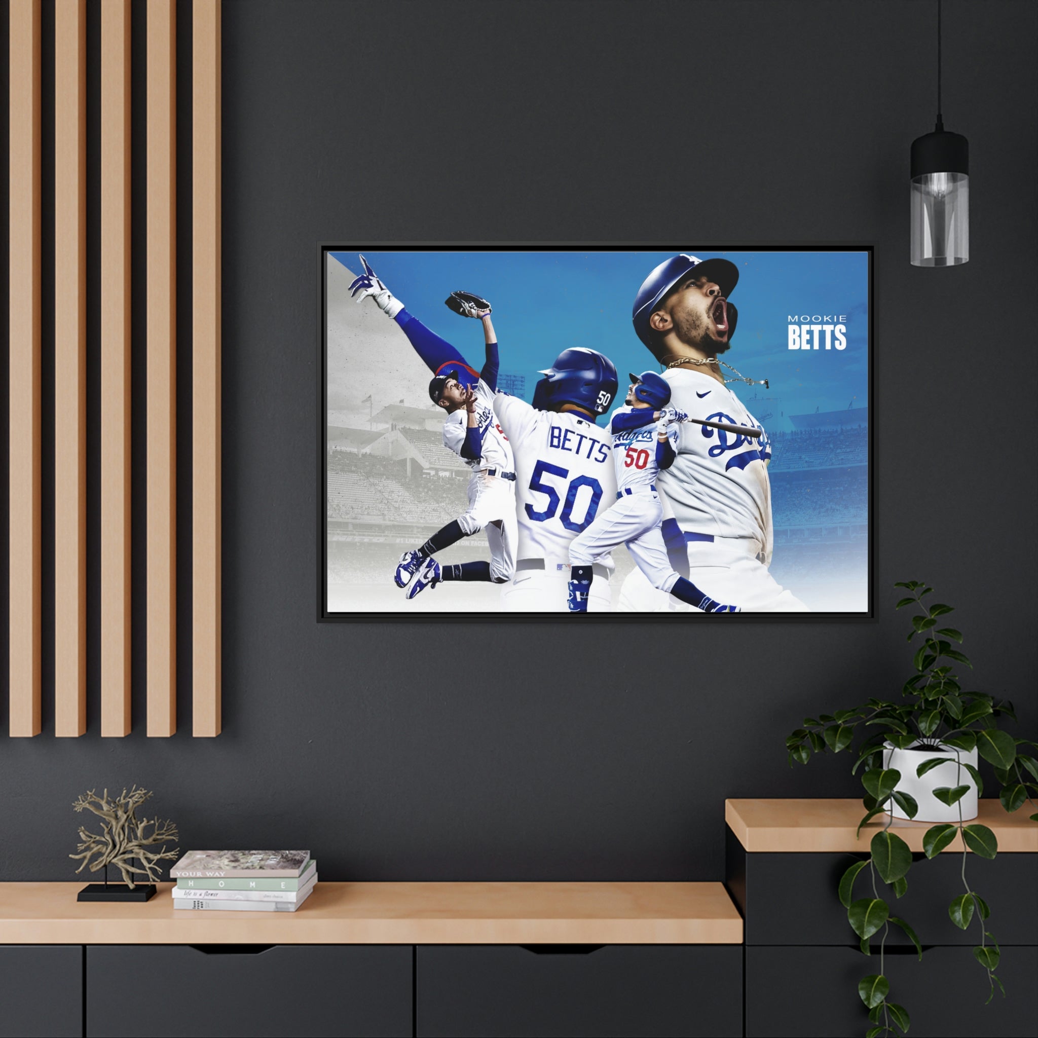 Mookie Betts Los Angeles Dodgers #50 Premium Wall Art Framed Canvas