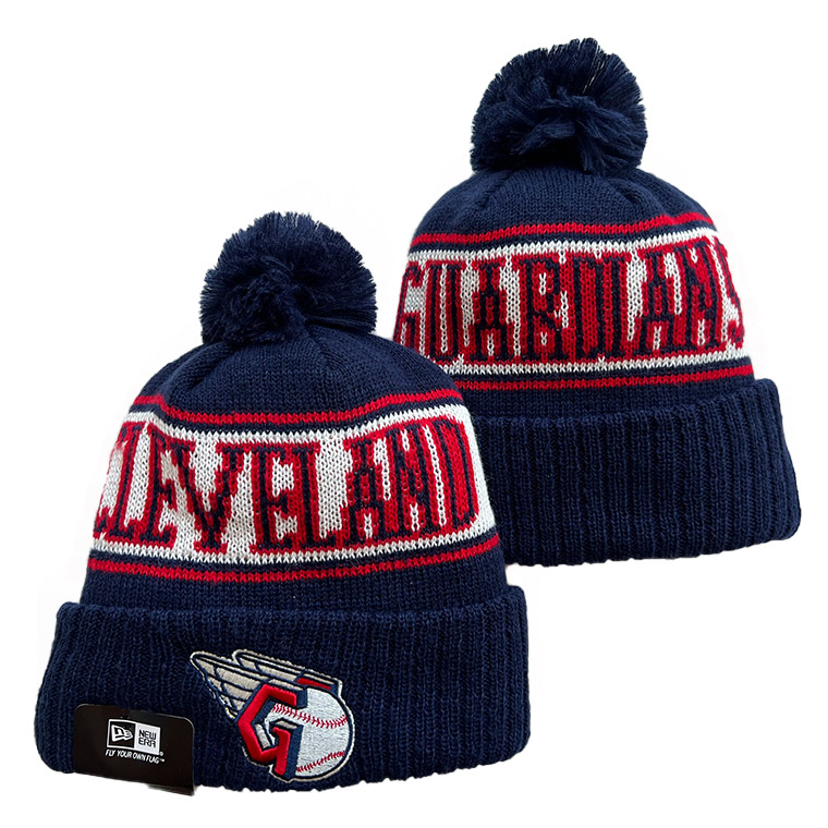 NEW ERA CLEVELAND GUARDIANS NAVY BLUE RETRO Cuffed Knit Hat with Pom